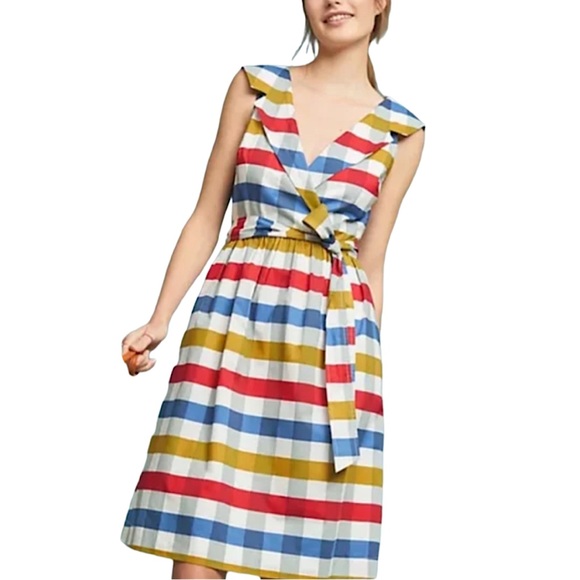 ❌Sold -Like-New! Maeve Anthropologie Cricket Club Gingham Belted Dress - Picture 3 of 16